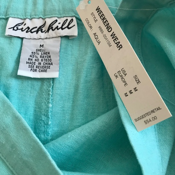 Birch Hill Aqua Linen/Rayon Skirt Floral Embroider - Picture 7 of 8